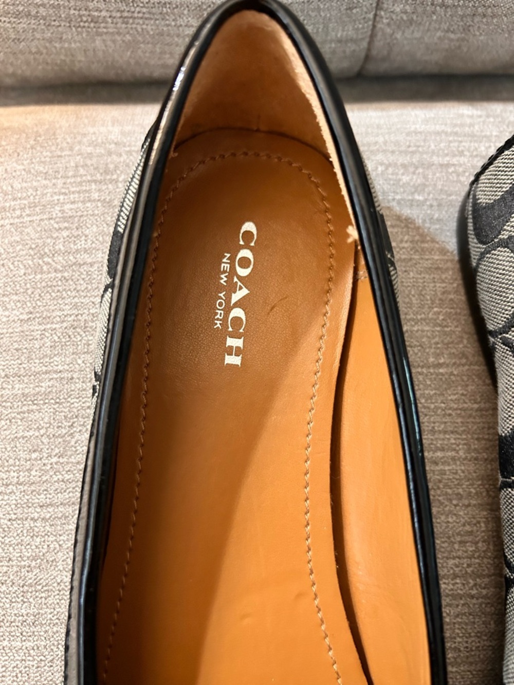 Coach Black & Ivory Signature Canvas Loafers with Silver Hardware - Picture 6 of 9